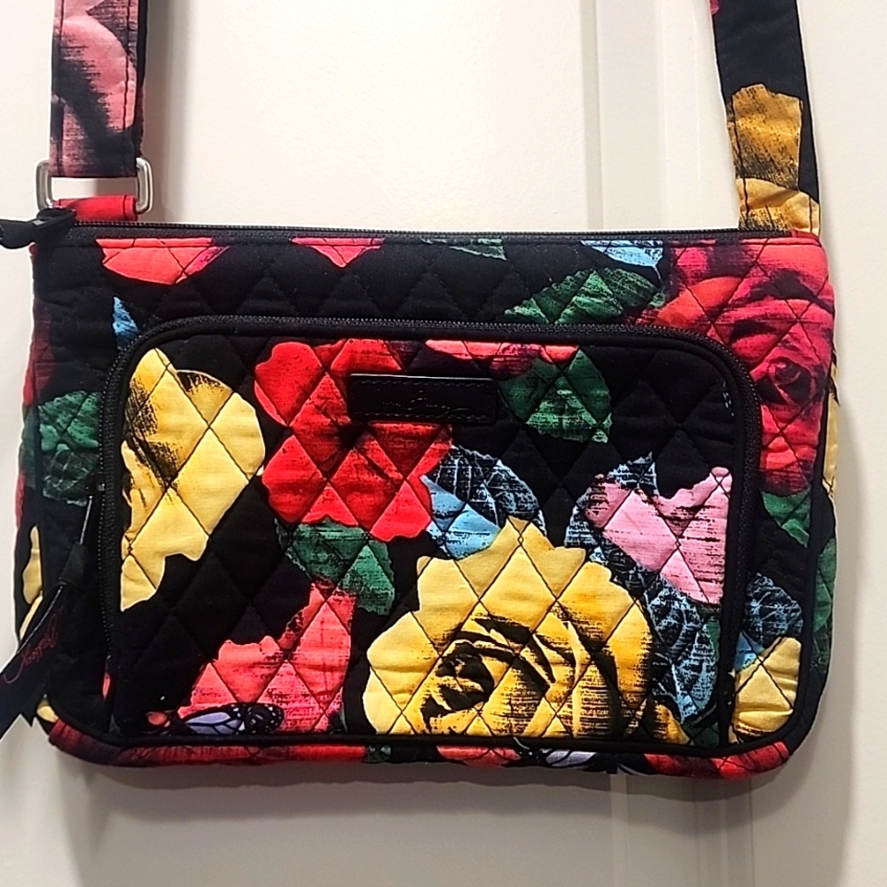 Vera Bradley Purse Havana Rose Hipster Crossbody Black Base Multi-color Floral